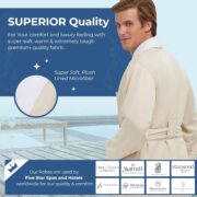 MONARCH Unisex Plush Lined Microfiber Bath Robe - Soft Shell with Polyester Lining, Resort-Grade Hotel & Spa Robe with Pocket - Image 4