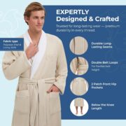 MONARCH Unisex Plush Lined Microfiber Bath Robe - Soft Shell with Polyester Lining, Resort-Grade Hotel & Spa Robe with Pocket - Image 5