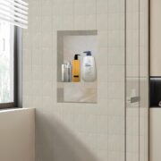 Uni-Green Ready Tile Double Shelf Shower Niche 25" x 17" x 4" Dimensions - Toiletry and Bathroom Niche Storage- Simple Installation with Texture Surface Shower Cubby Double Shelves - Image 3