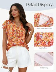 GRACE KARIN 2026 Boho Tops for Women Dressy Casual,Ruffle Sleeve Chiffon Blouses Work Shirts,V Neck Summer Fashion Clothes - Image 5