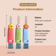 3 in 1 Cup Lid Cleaning Brush, 2025 New Crevice Cleaning Brush for Bottle Gap Tight Spaces, 3 in 1 Multifunctional Cleaning Portable Cup Lid Cleaner with Brush - Image 3