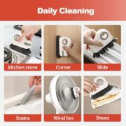 2 in 1 Groove Cleaning Brush Window Track Cleaning Tools, 2024 New Hard Bristle Crevice Cleaning Brush with Hidden Scraper, Shutter Door Window Track Kitchen Cleaning Brushes Kit (2, Orange) - Image 4