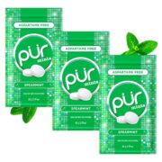 PUR Mints | Aspartame Free Breath Mints | Made with Xylitol | Sugar Free, Vegan, Gluten Free | Natural Spearmint Flavor | 65 Pieces in Re-Sealable pouch (Pack of 3) - Image 2