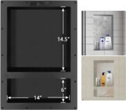 Uni-Green Ready Tile Double Shelf Shower Niche 25" x 17" x 4" Dimensions - Toiletry and Bathroom Niche Storage- Simple Installation with Texture Surface Shower Cubby Double Shelves - Image 2