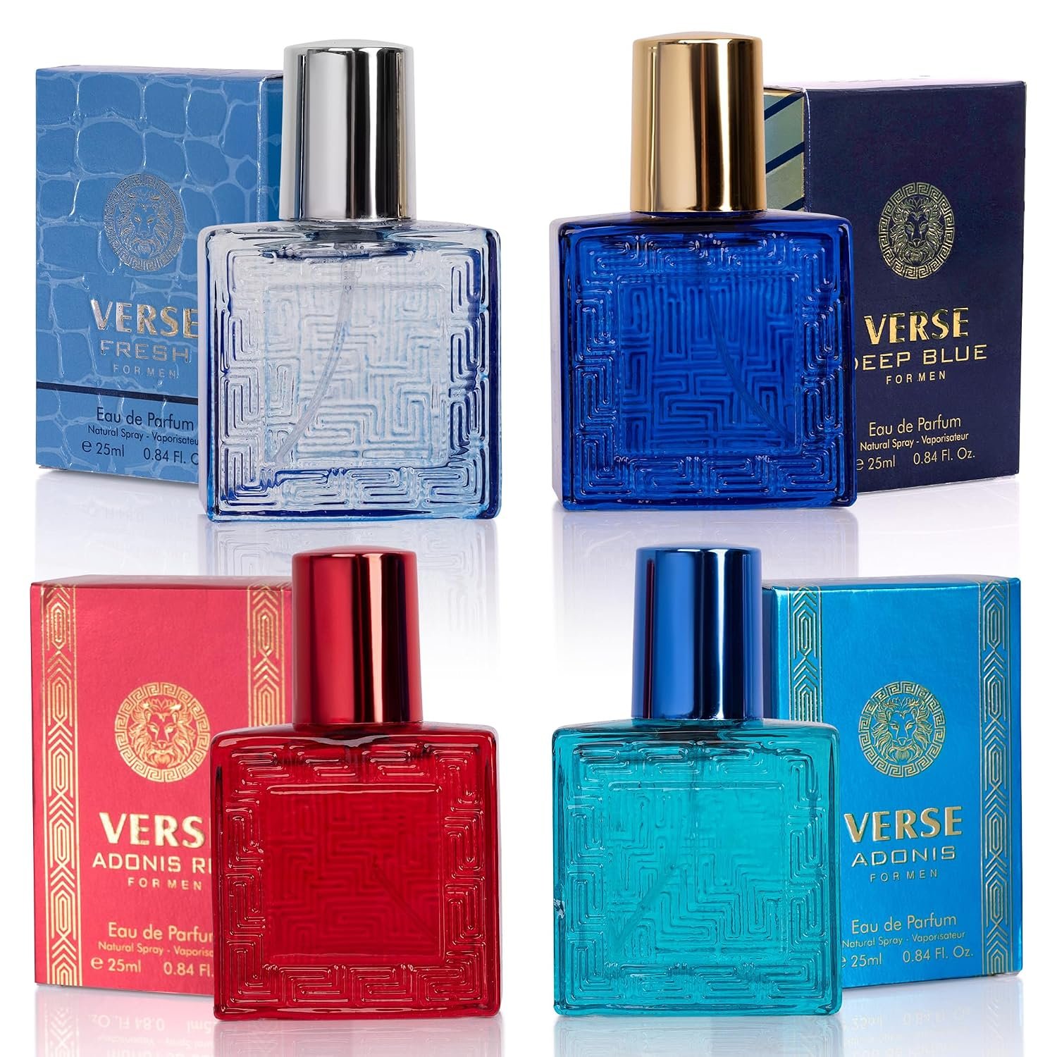 NovoGlow Verse Mini 4-Piece Fragrance Gift Set for Men – Aromatic, Floral, Oriental & Woody Notes – Individually Boxed – Travel Size – 25ml Eau De Parfum NovoGlow Verse Mini 4-Piece Fragrance Gift Set for Men – Aromatic, Floral, Oriental & Woody Notes – Individually Boxed – Travel Size – 25ml Eau De Parfum