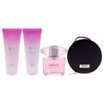 Versace Bright Crystal by Versace for Women - 4 Pc Gift Set 3oz EDT Spray, 3.4oz Body Lotion, 3.4oz Shower Gel, Round Make Up Case - Image 2