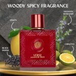Verse Adonis Red for Men - 100ml Eau De Parfum Spray - Fruity Warm & Floral Fragrance Smell Fresh All Day Long Lasting Includes NovoGlow Carrying Pouch Gift for All Occasions - Image 2