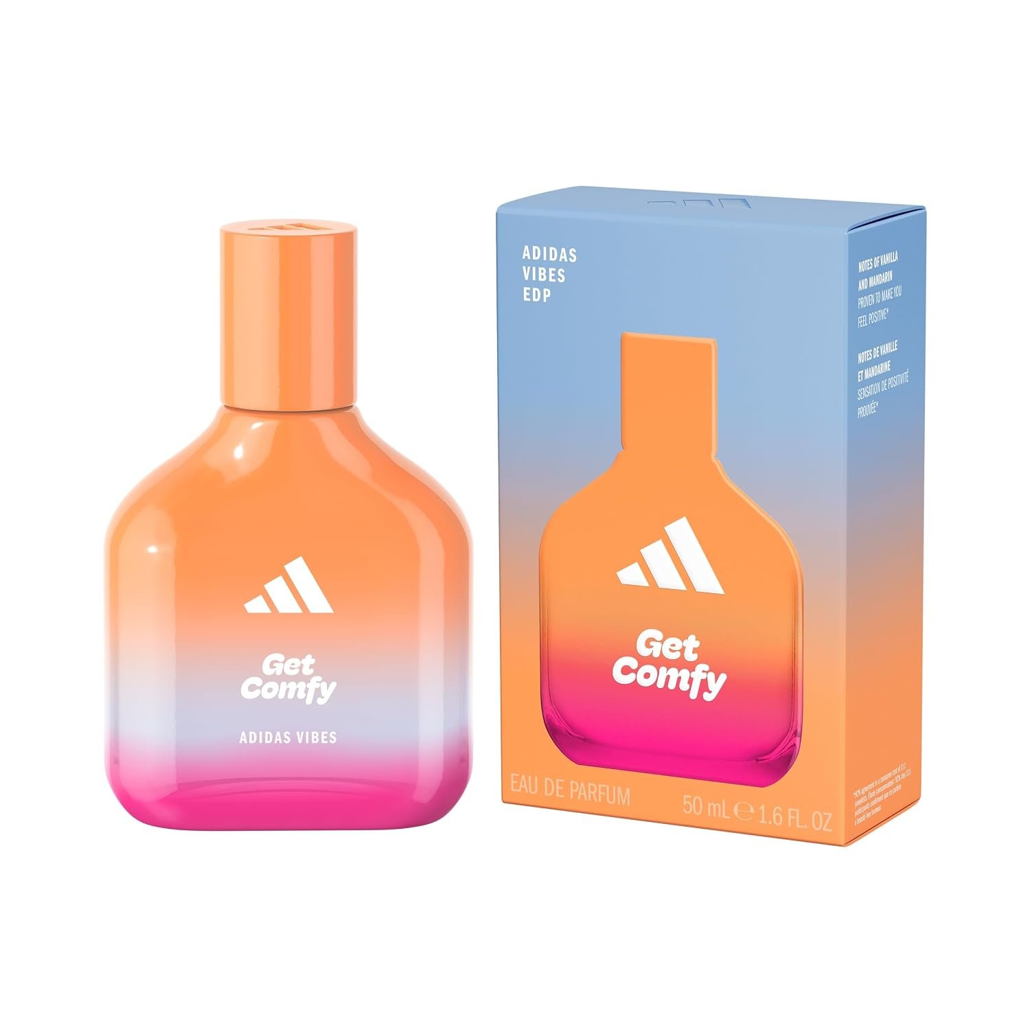 Adidas Vibes Get Comfy Eau de Parfum 1.6 fl oz (Pack of 1), Notes of Amber Floral, Mandarin, and Vanilla, Unisex Fragrance, Long Lasting, Sporty Fragrance, Travel Size Adidas Vibes Get Comfy Eau de Parfum 1.6 fl oz (Pack of 1), Notes of Amber Floral, Mandarin, and Vanilla, Unisex Fragrance, Long Lasting, Sporty Fragrance, Travel Size