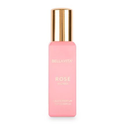 Bellavita Luxury ROSE Eau de Parfum | 20 ml (0.7 fl.oz.) | Travel Size Perfume for Women | Fresh, Floral Peach, Jasmine, and Ambery Musk Notes | Long Lasting Women’s Fragrance
